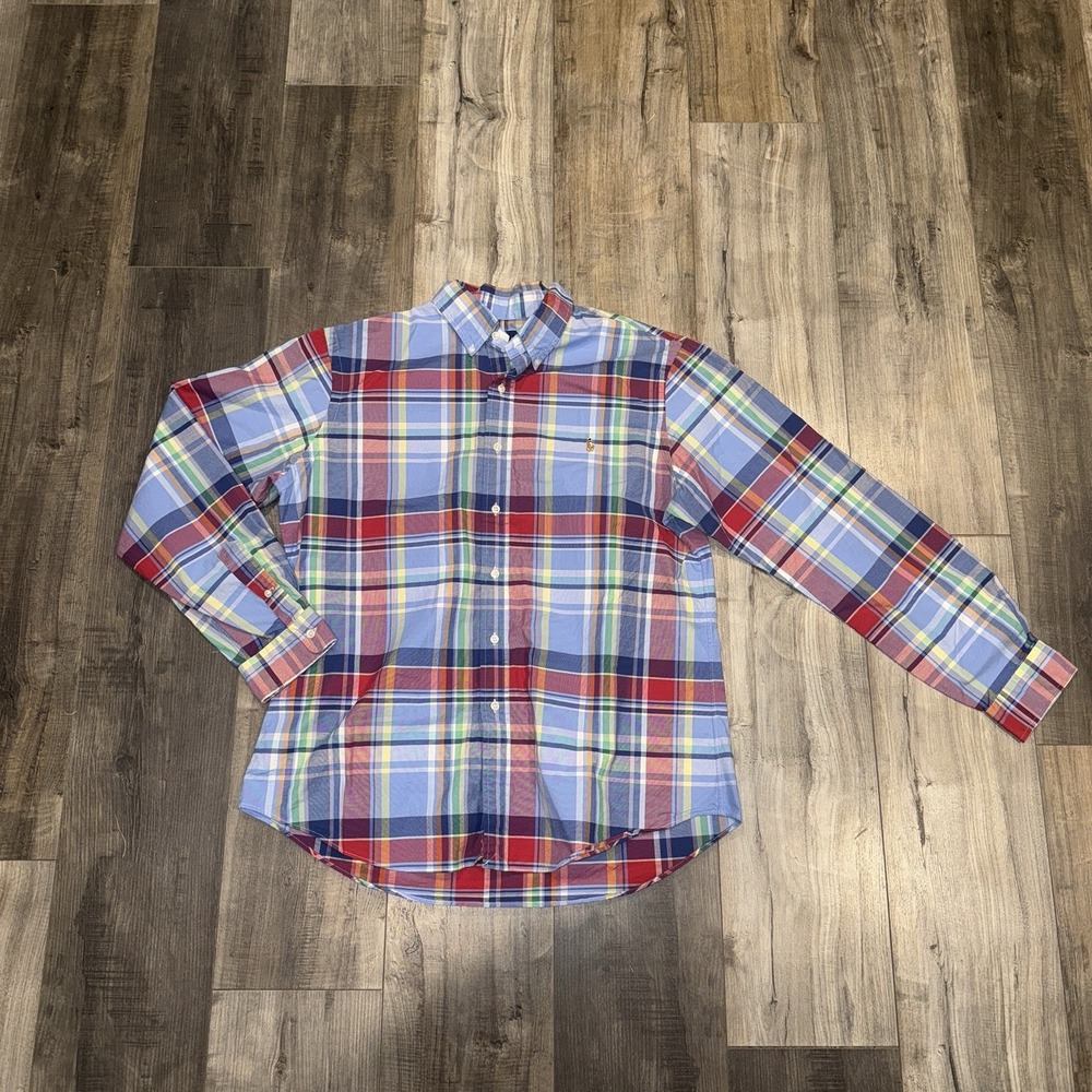 Ralph Lauren Shirt Men's XLT Plaid Multicolor Flesh Brown Pony